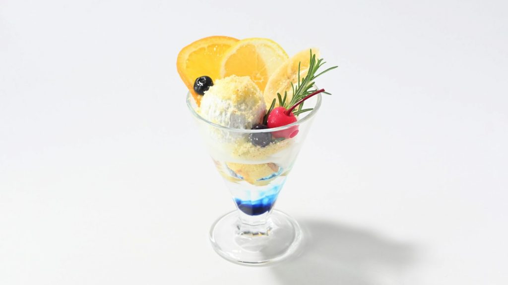 夏のクリアレモンゼリーとライチのパフェ